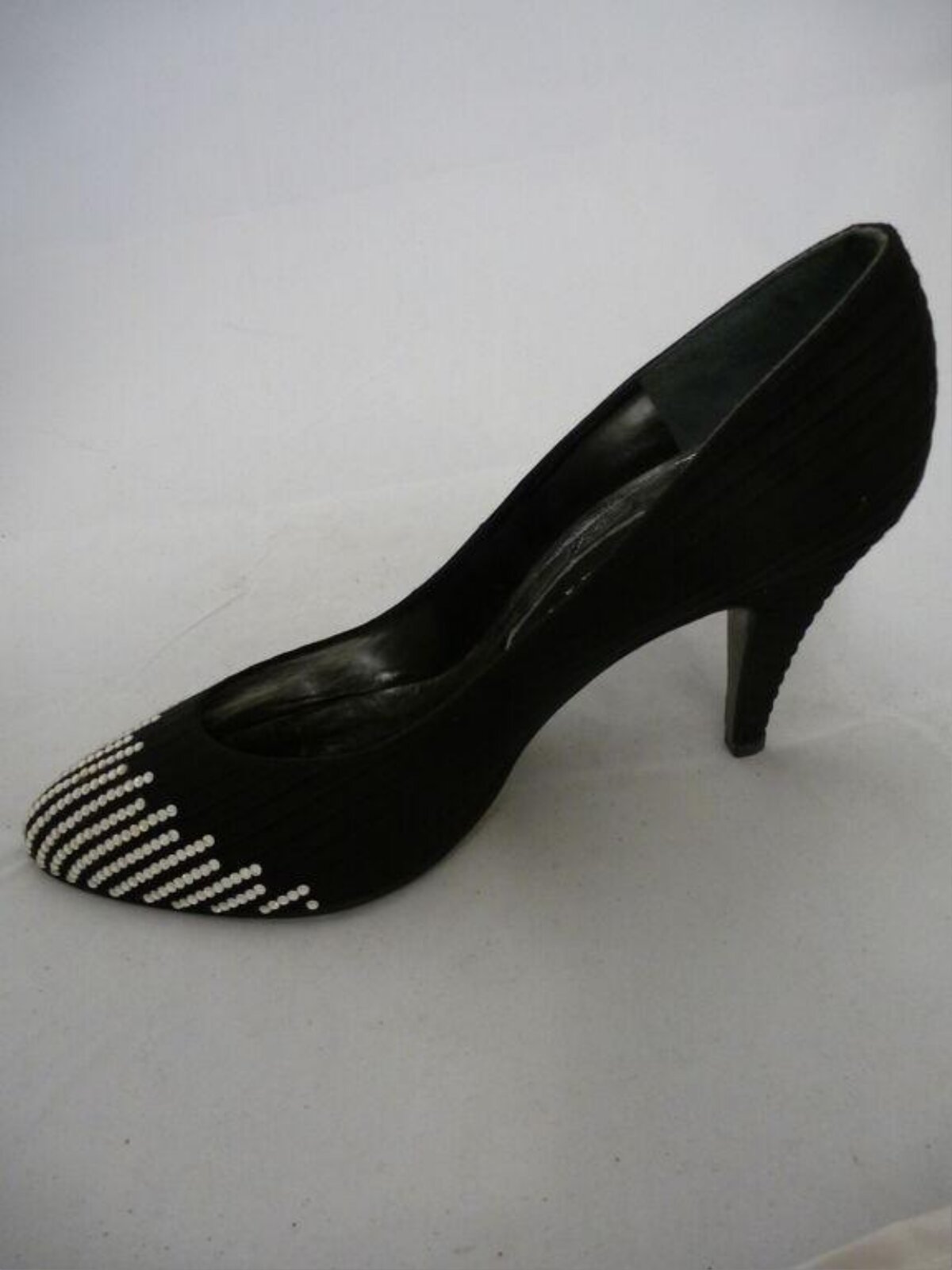 Black Beaded High Heel Pump