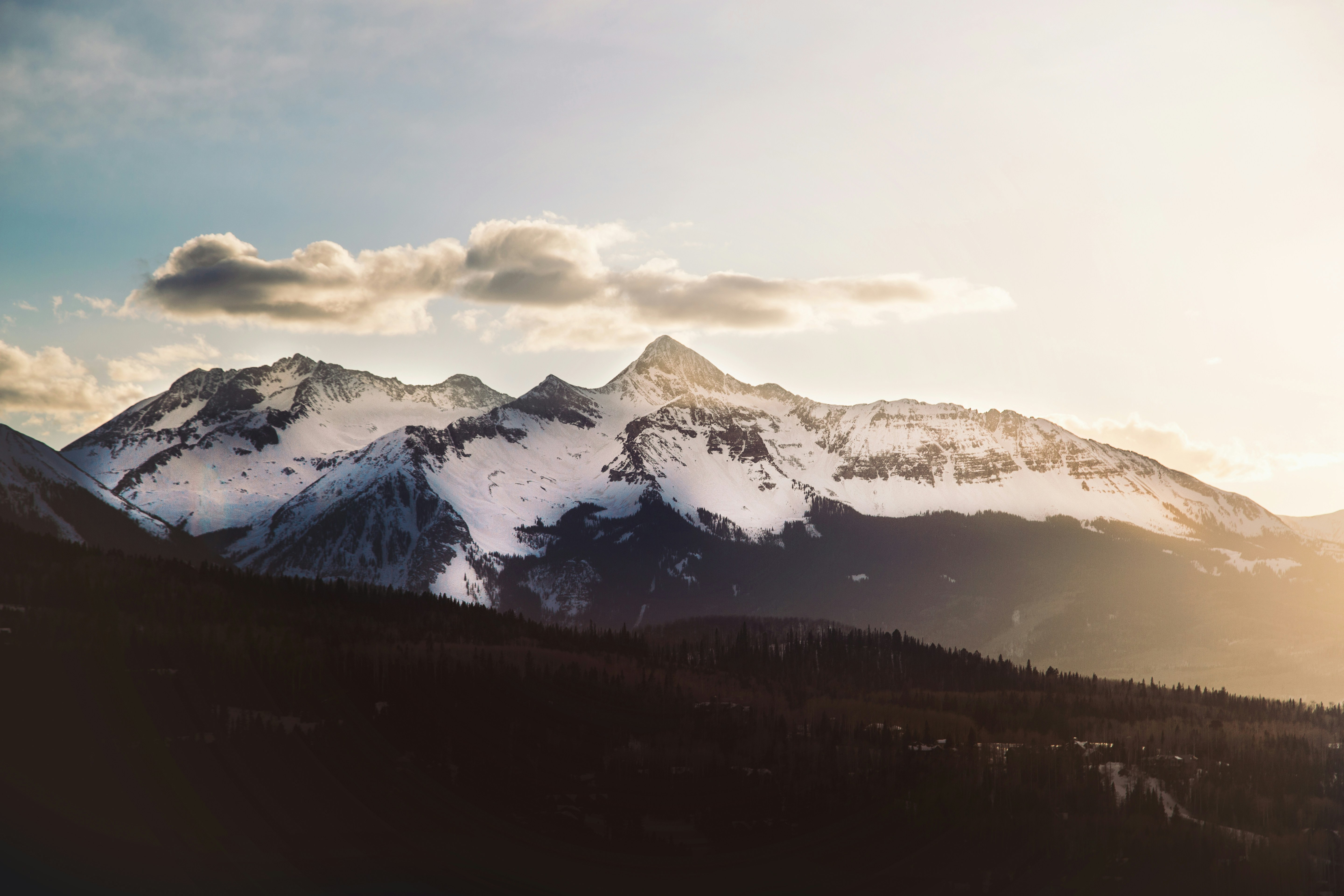 Snowy Mountain Range at Sunrise