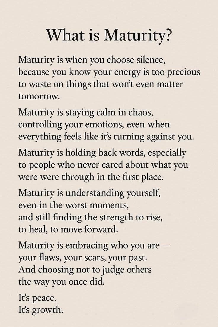 What is Maturity Inspirational Quote