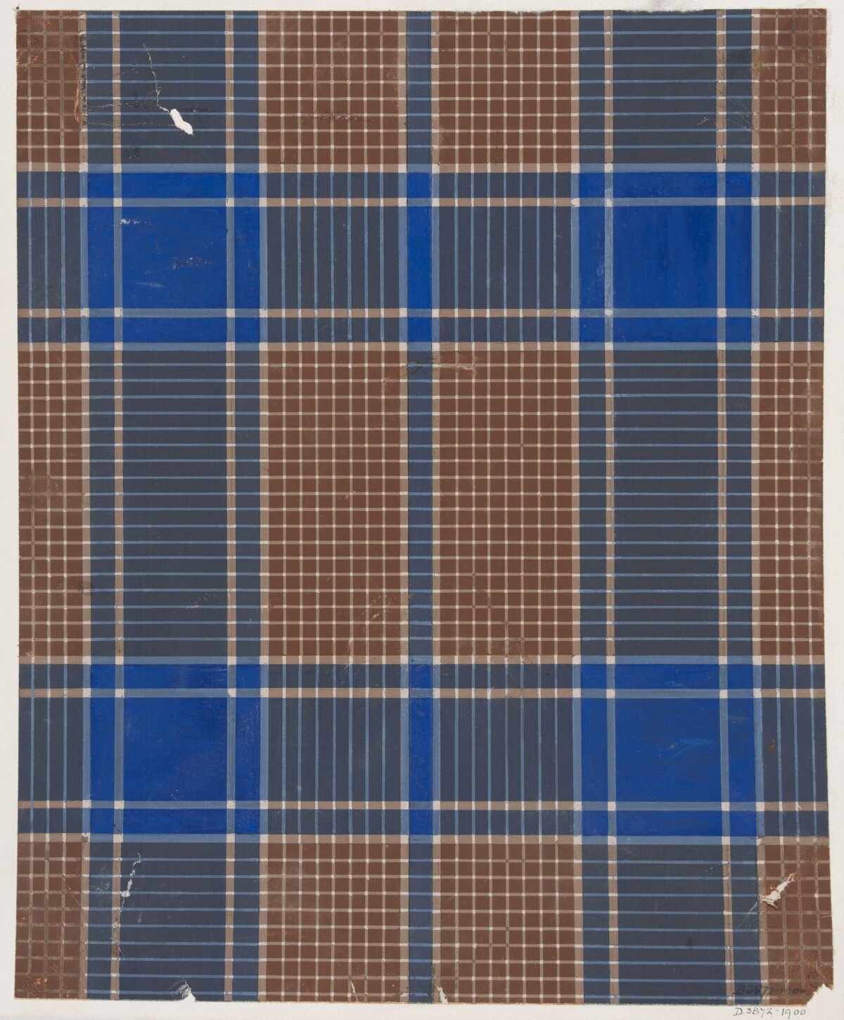 Vintage Brown Blue Plaid Textile Design