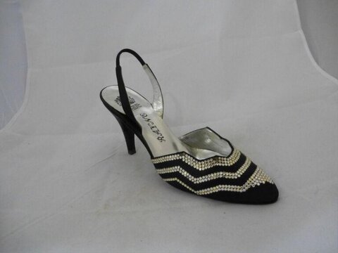 Black Rhinestone Slingback High Heel