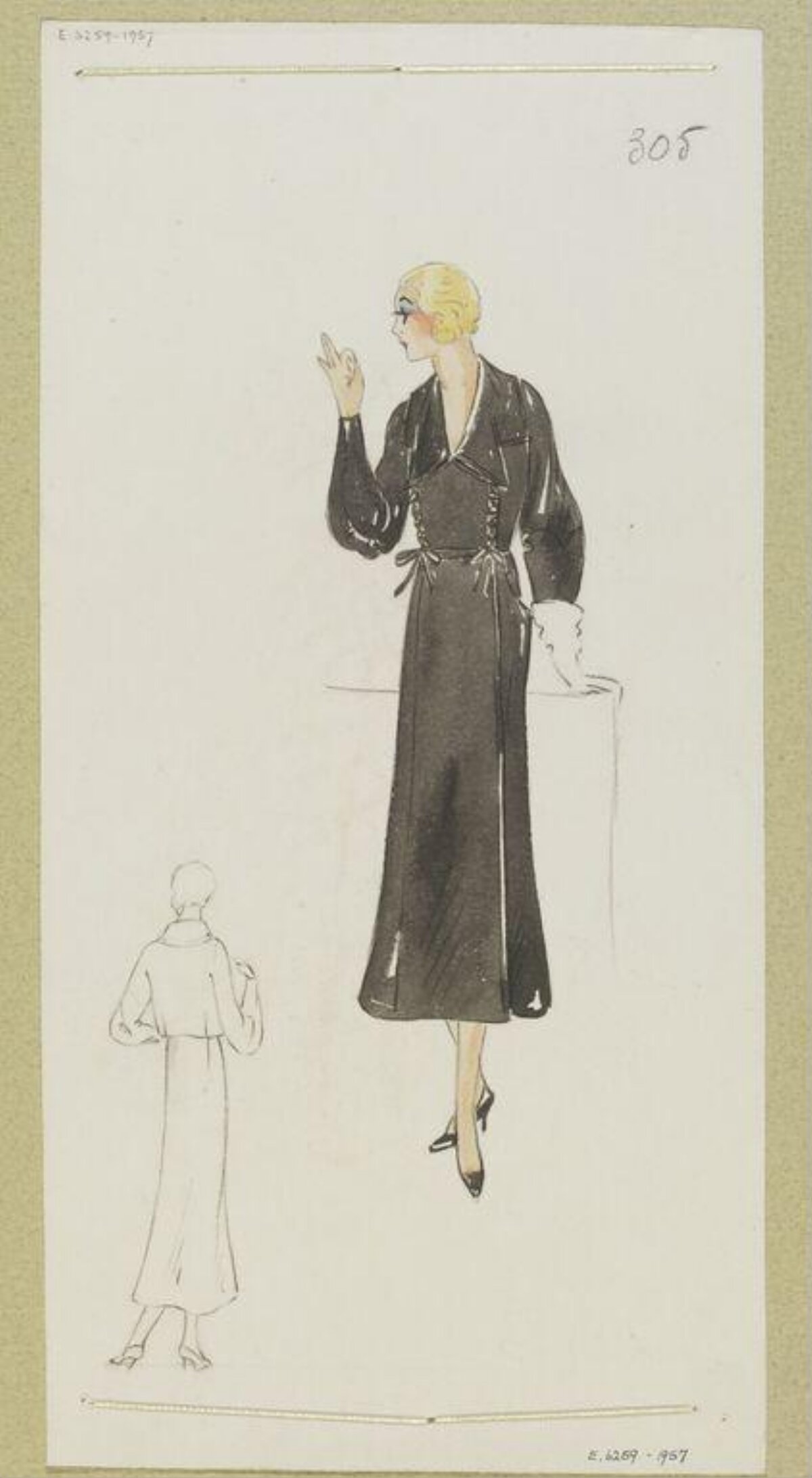 Vintage Black Dress Fashion Sketch