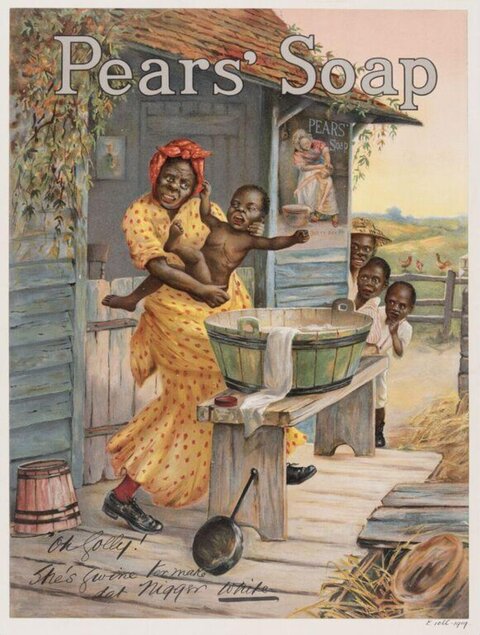 Vintage Pears' Soap Racist Ad Poster