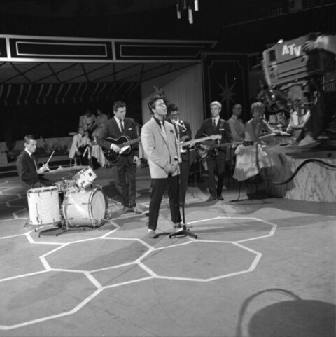 1960s Band Performing on TV Stage