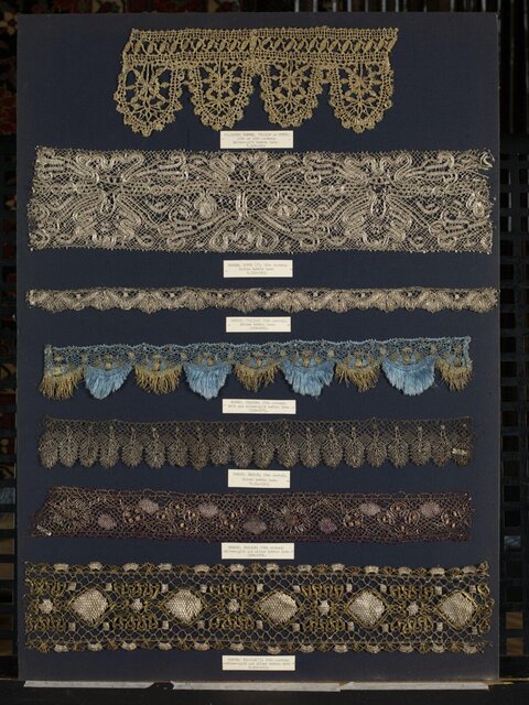 Collection of Antique Metallic Lace Samples