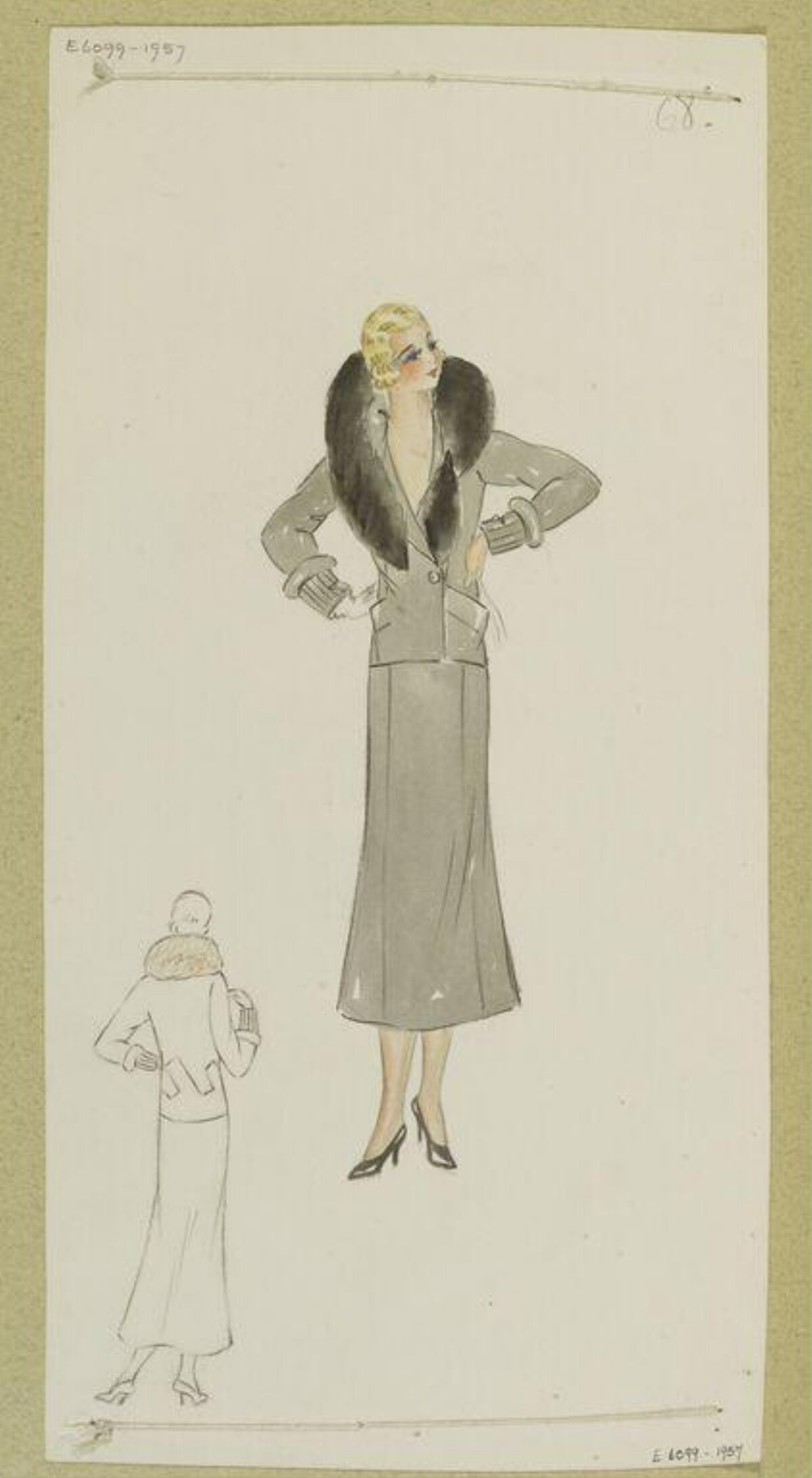 1930s Women's Suit Fashion Sketch