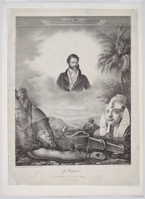 Portrait of G. Belzoni with Egyptian Antiquities