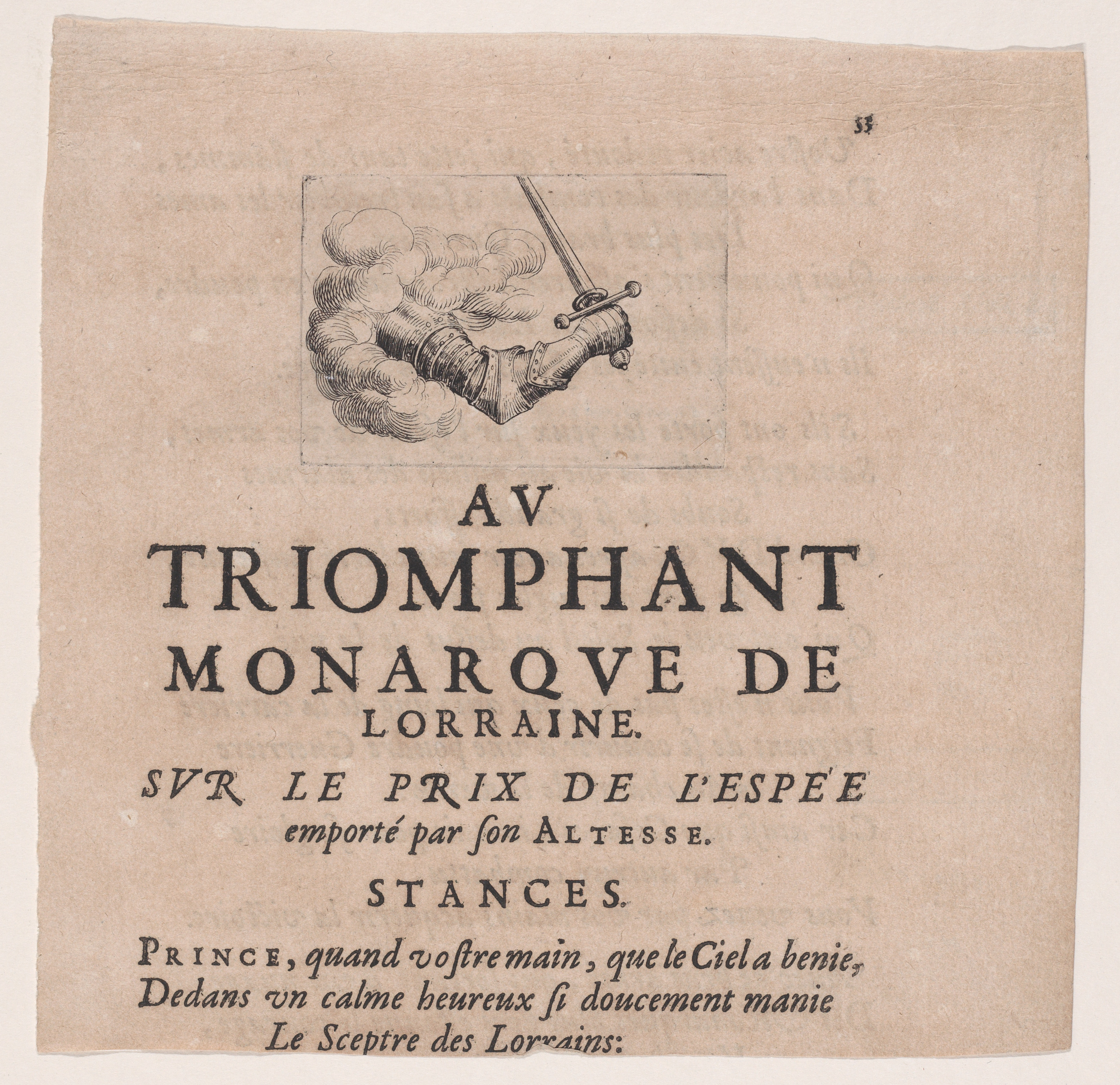 Antique French Poem Title Page