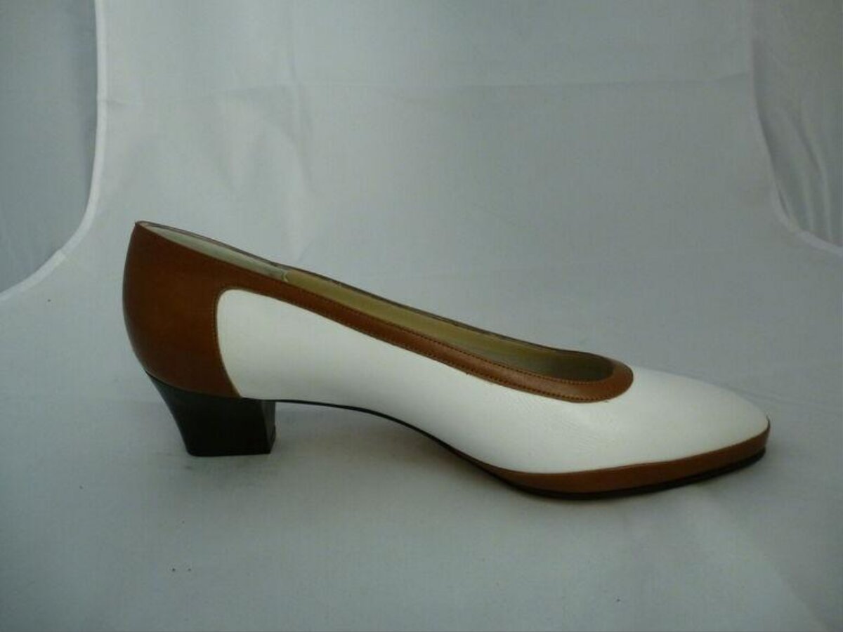 Brown and White Colorblock Pump