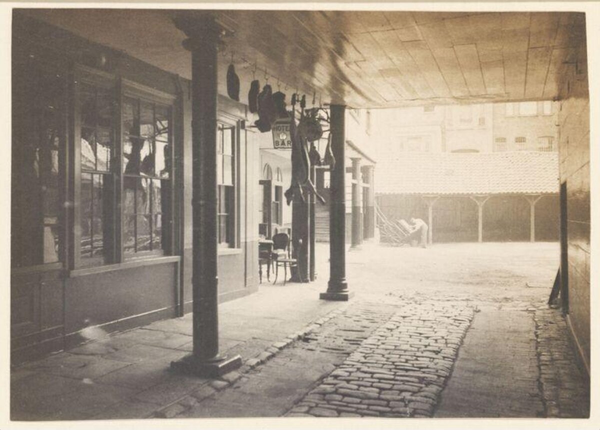 Vintage Market Arcade With Hanging Meat