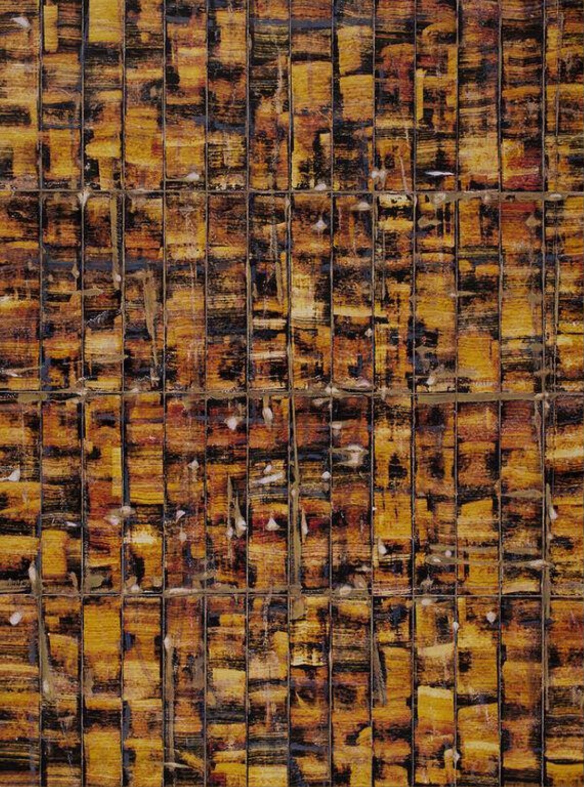 Golden Grid Abstract Painting