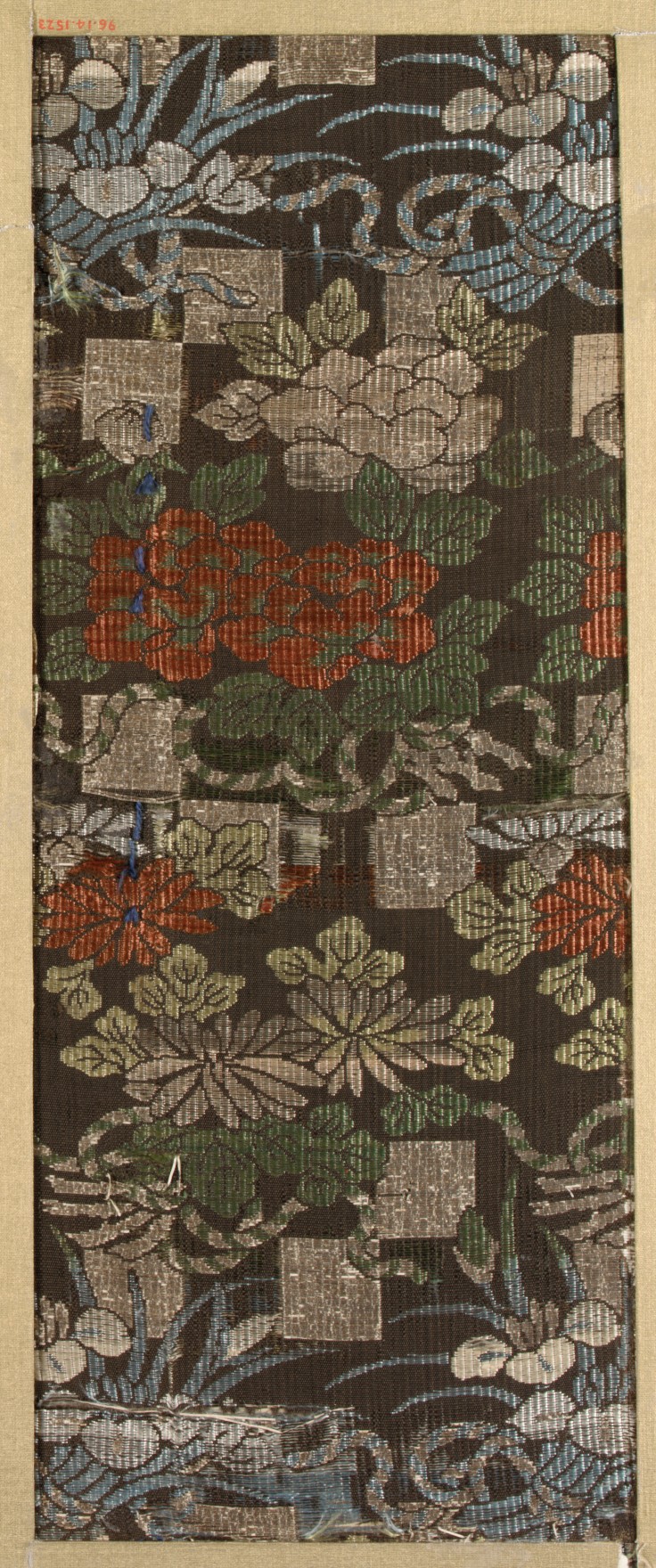 Traditional Floral Brocade Textile Fragment