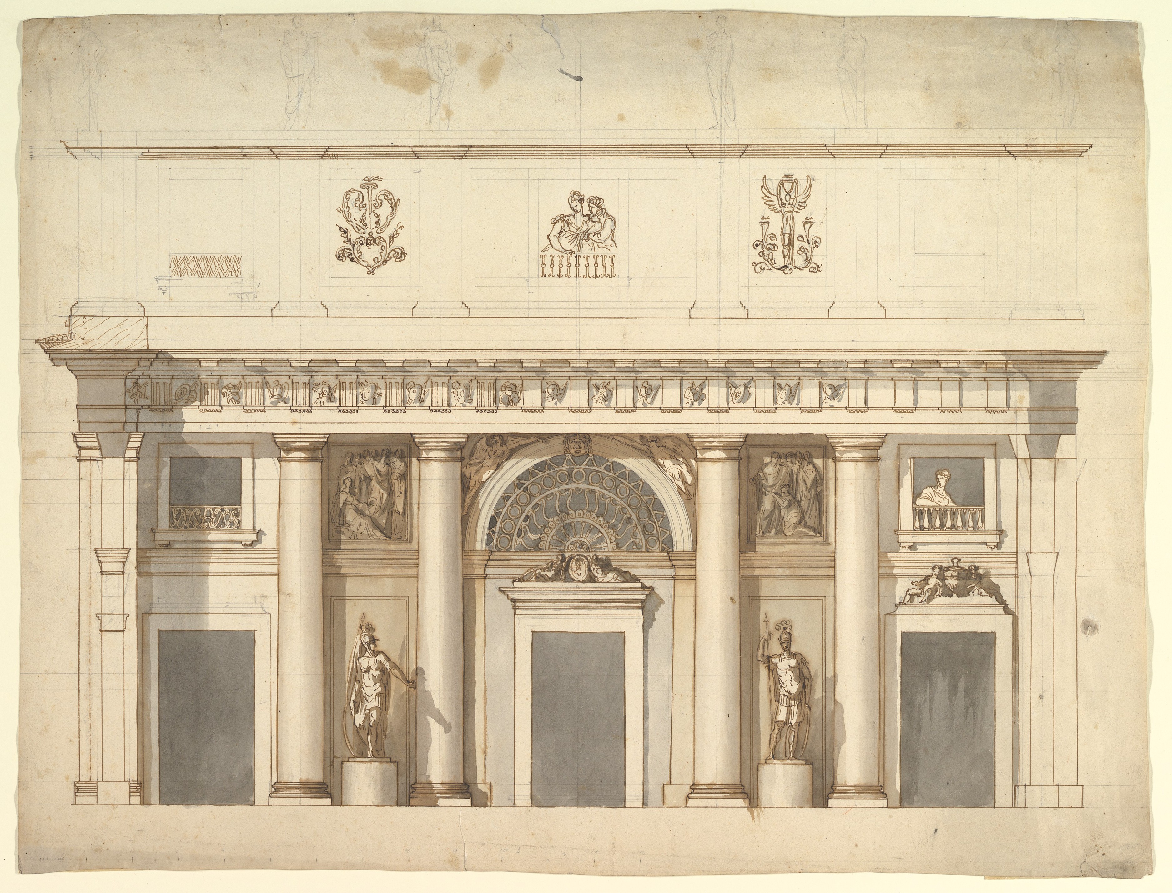 Classical Architectural Facade Design Drawing