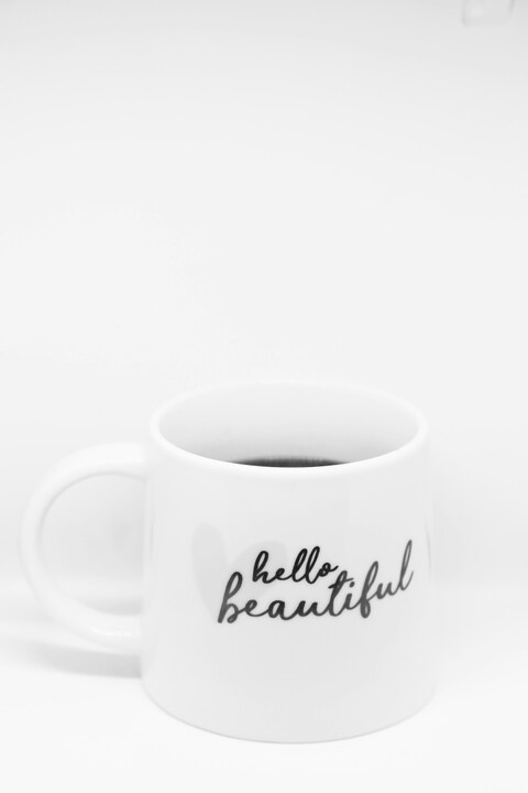 White 'Hello Beautiful' Coffee Mug