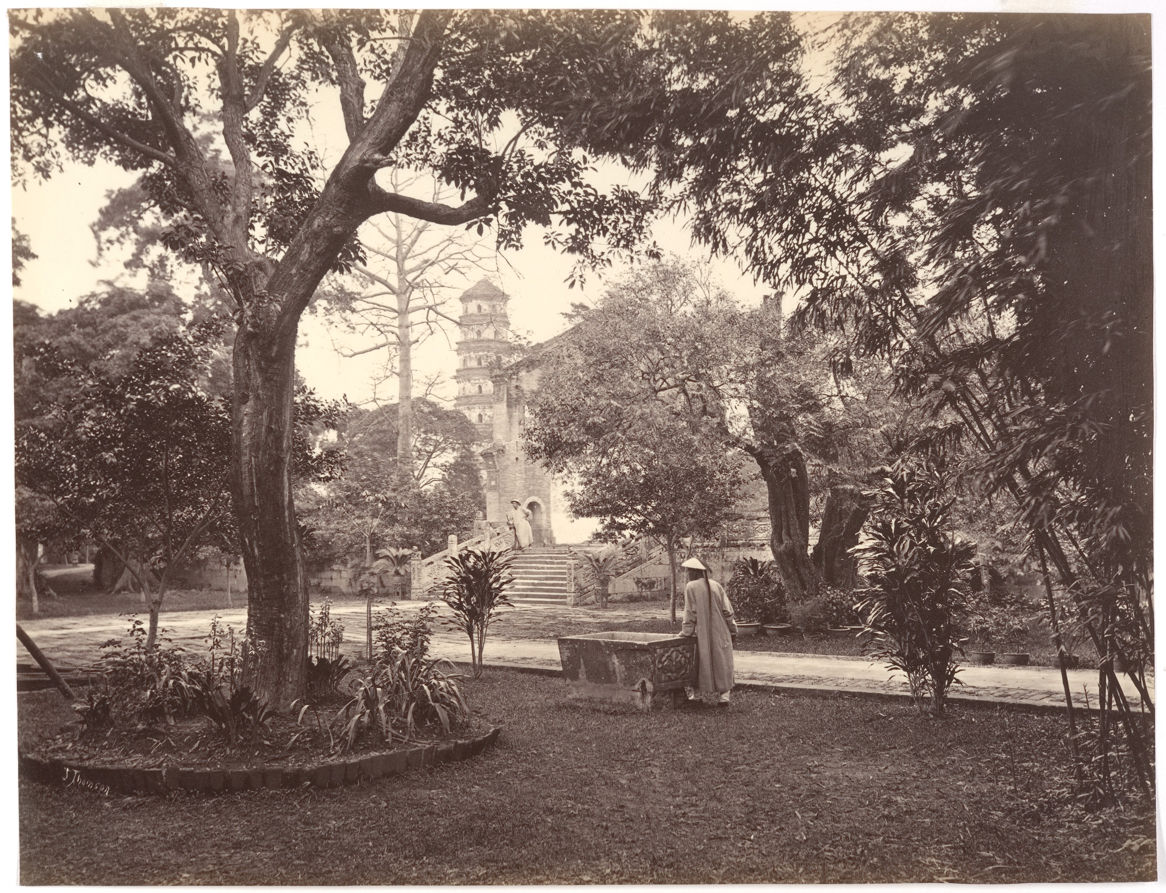 Old Photo of Chinese Temple Garden