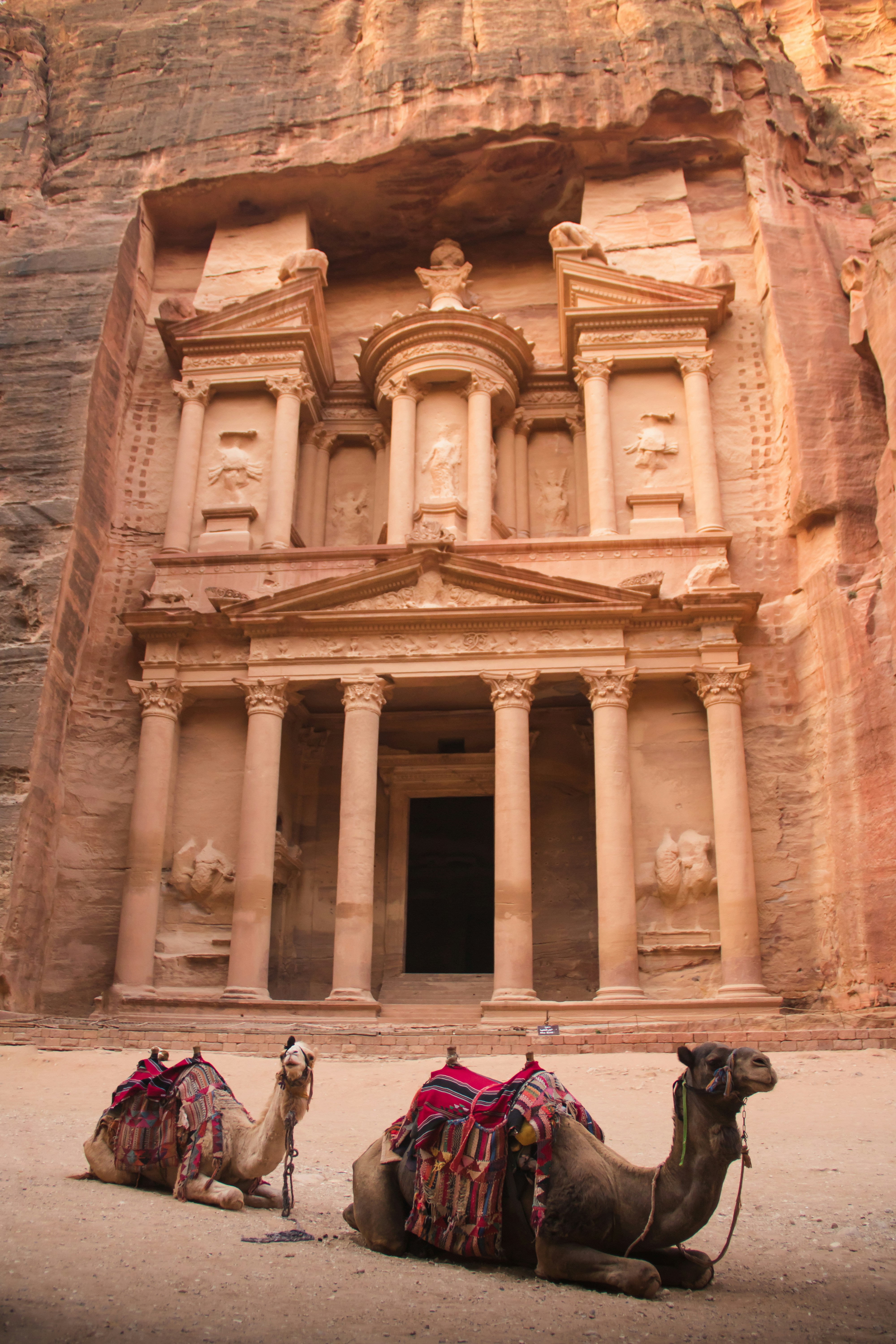 Petra Treasury with Two Resting Camels — Attraction Encyclopedia