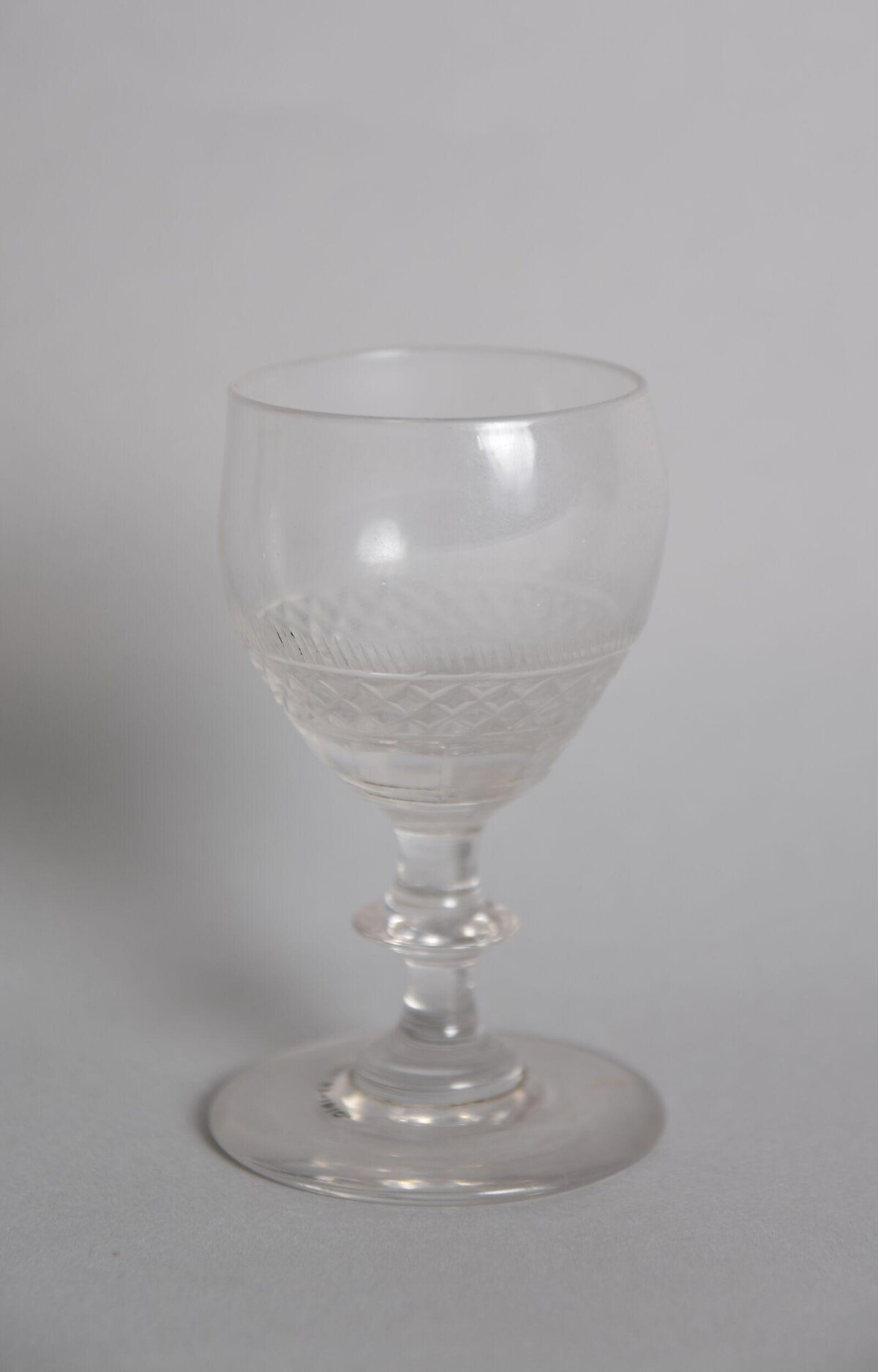 Vintage Etched Clear Wine Glass
