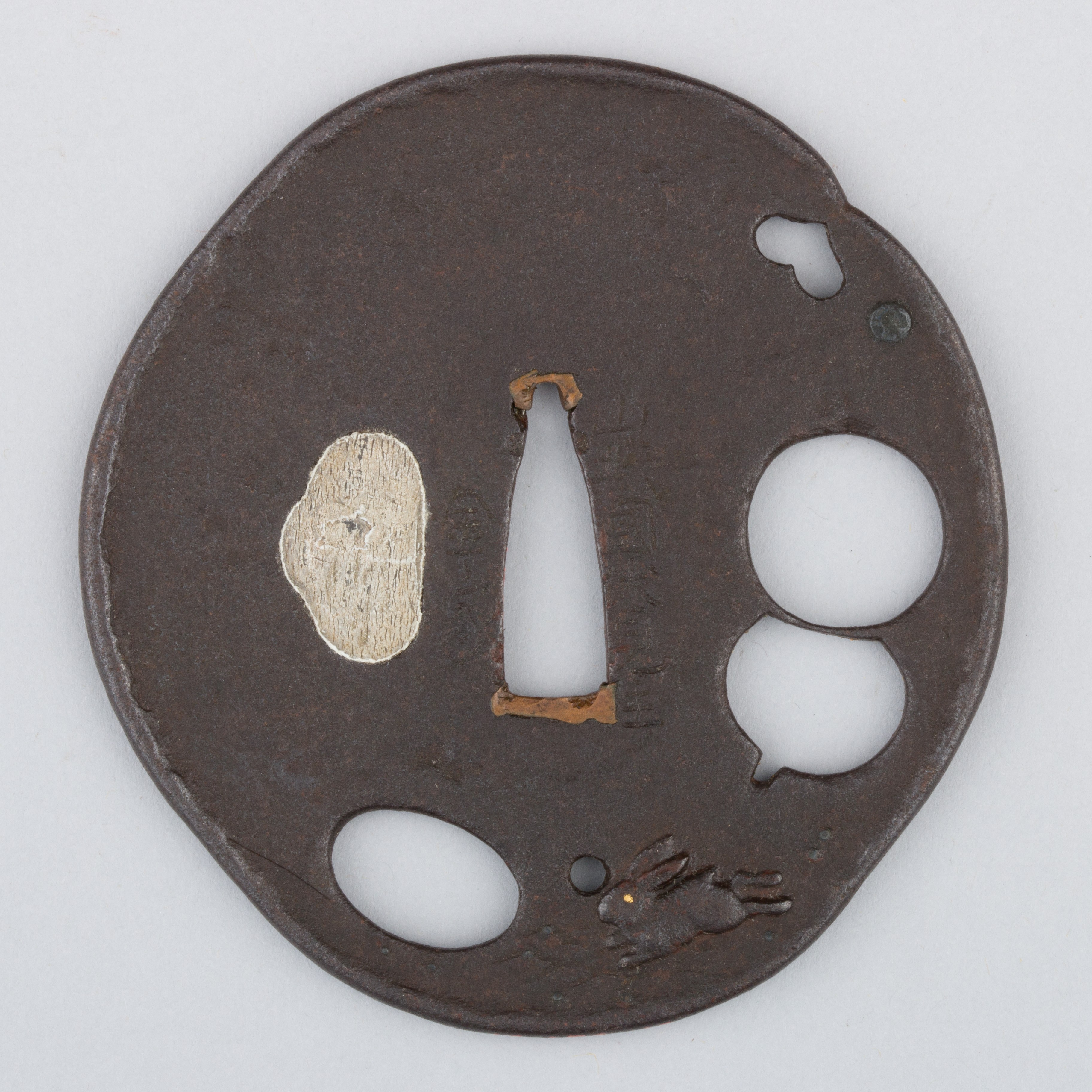 Rabbit-carved Iron Japanese Sword Tsuba