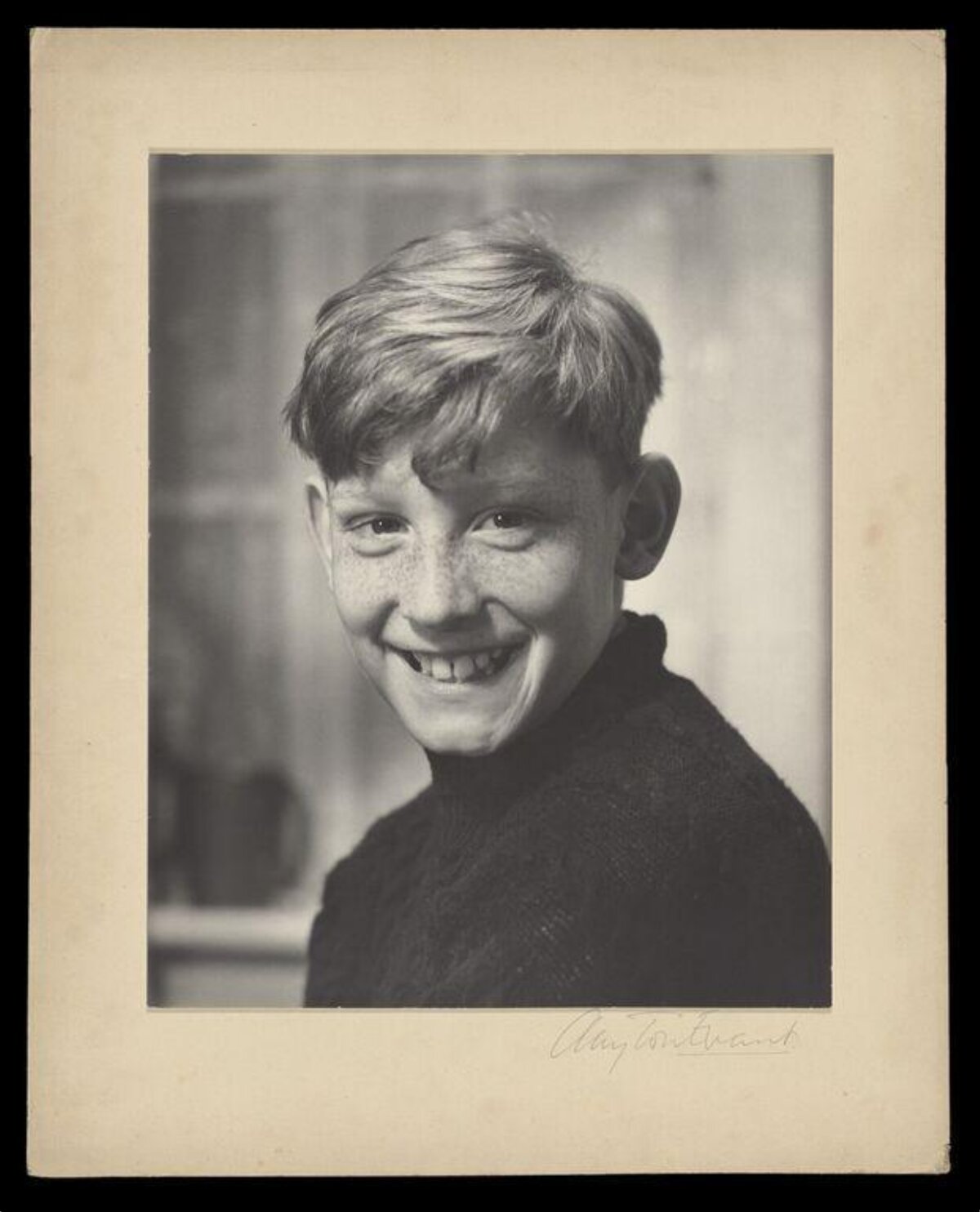 Vintage Portrait of Smiling Young Boy