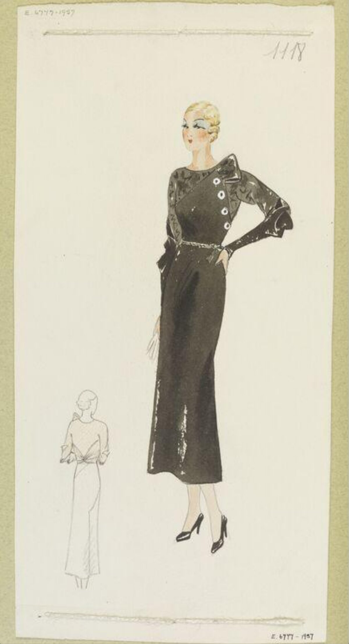Vintage Black Dress Fashion Sketch