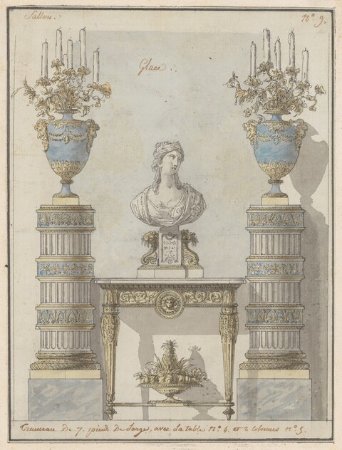 French Neoclassical Decor Design Drawing