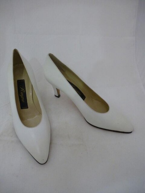 Pair of White Pointed Toe Pumps
