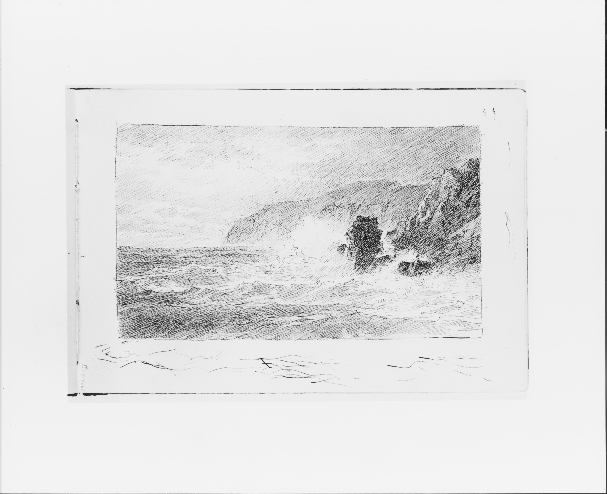 Rocky Stormy Coast Pencil Sketch