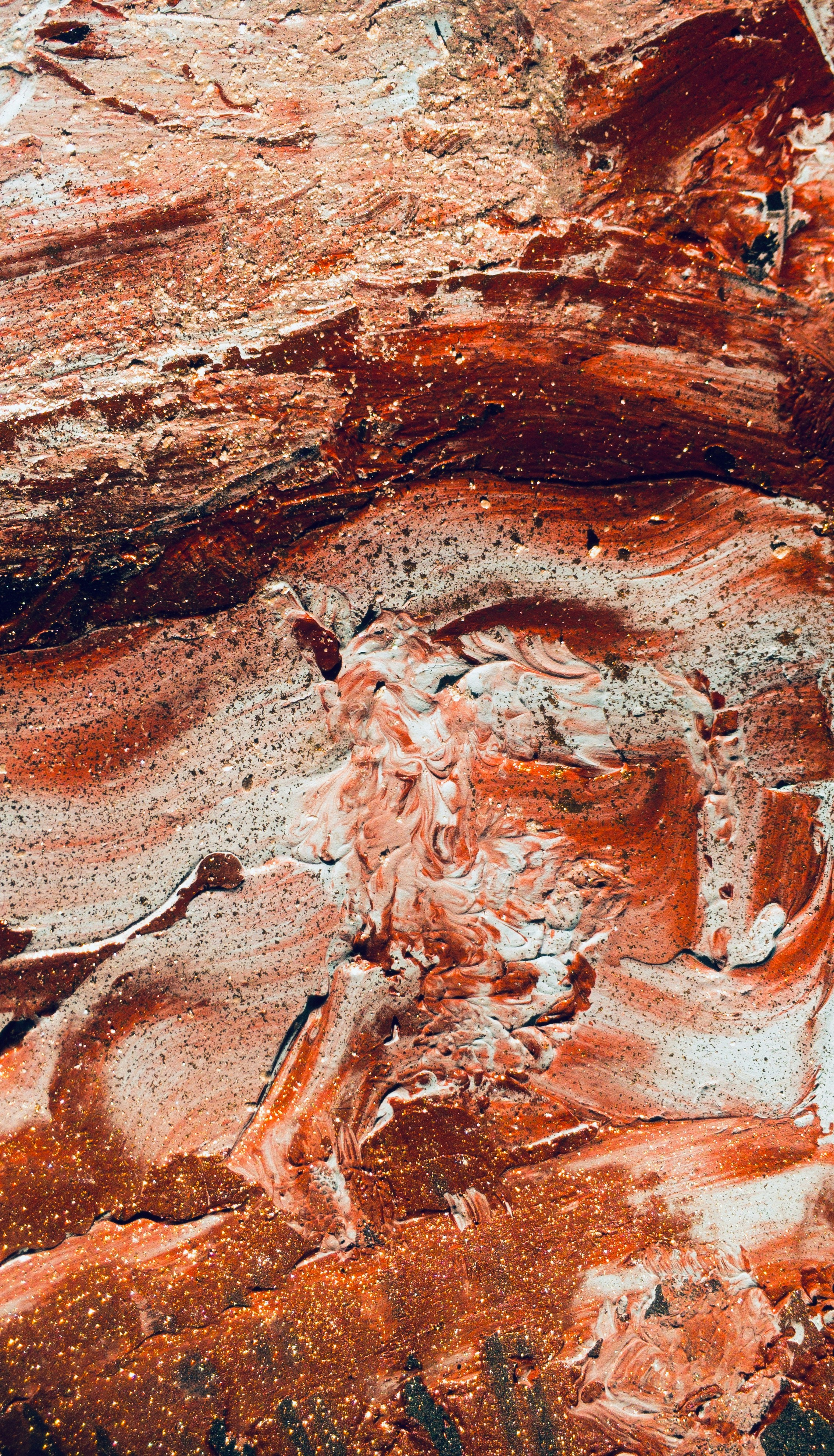 Textured Red Abstract Oil Painting
