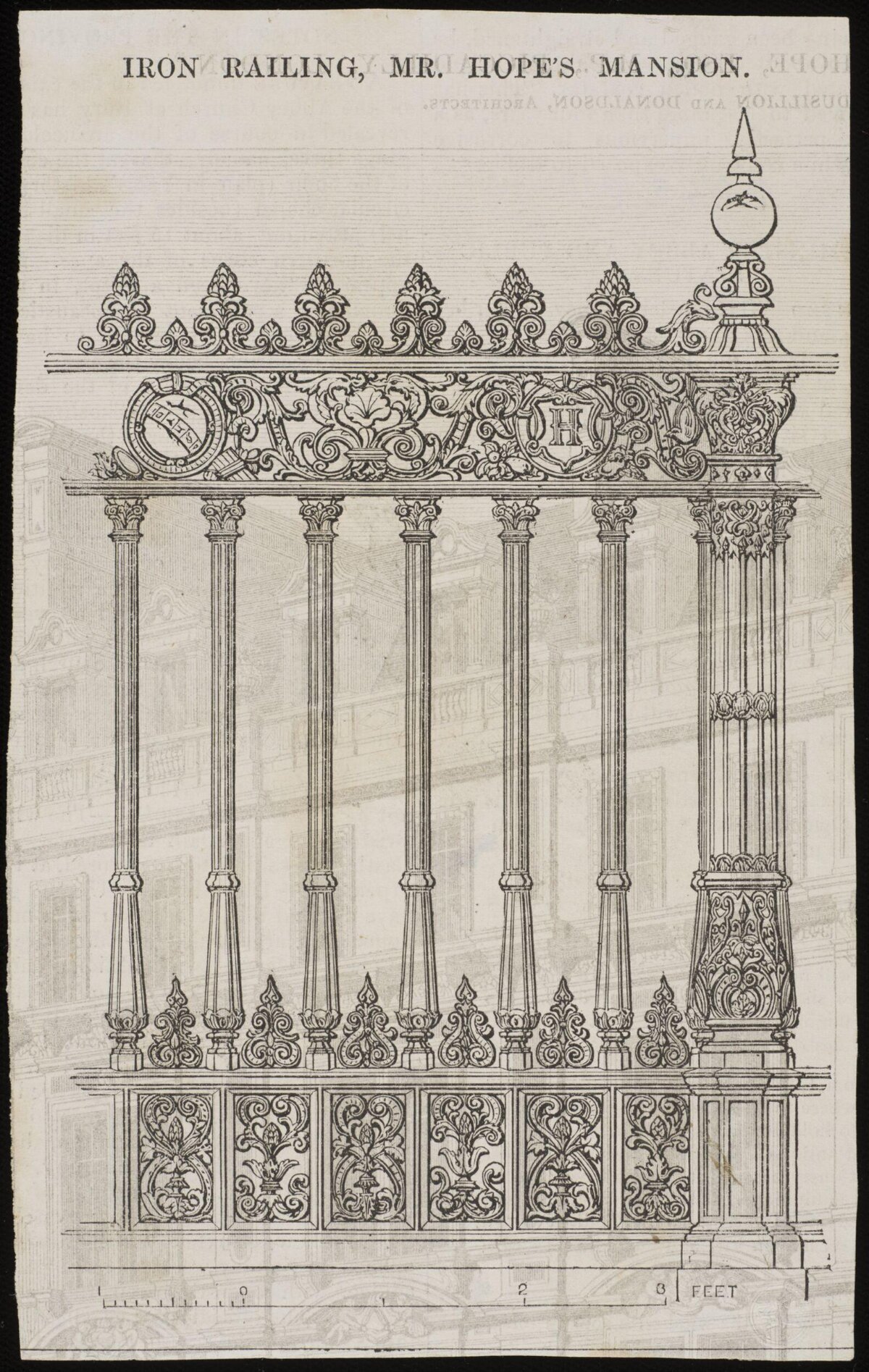 Mr. Hope's Mansion Iron Railing Engraving