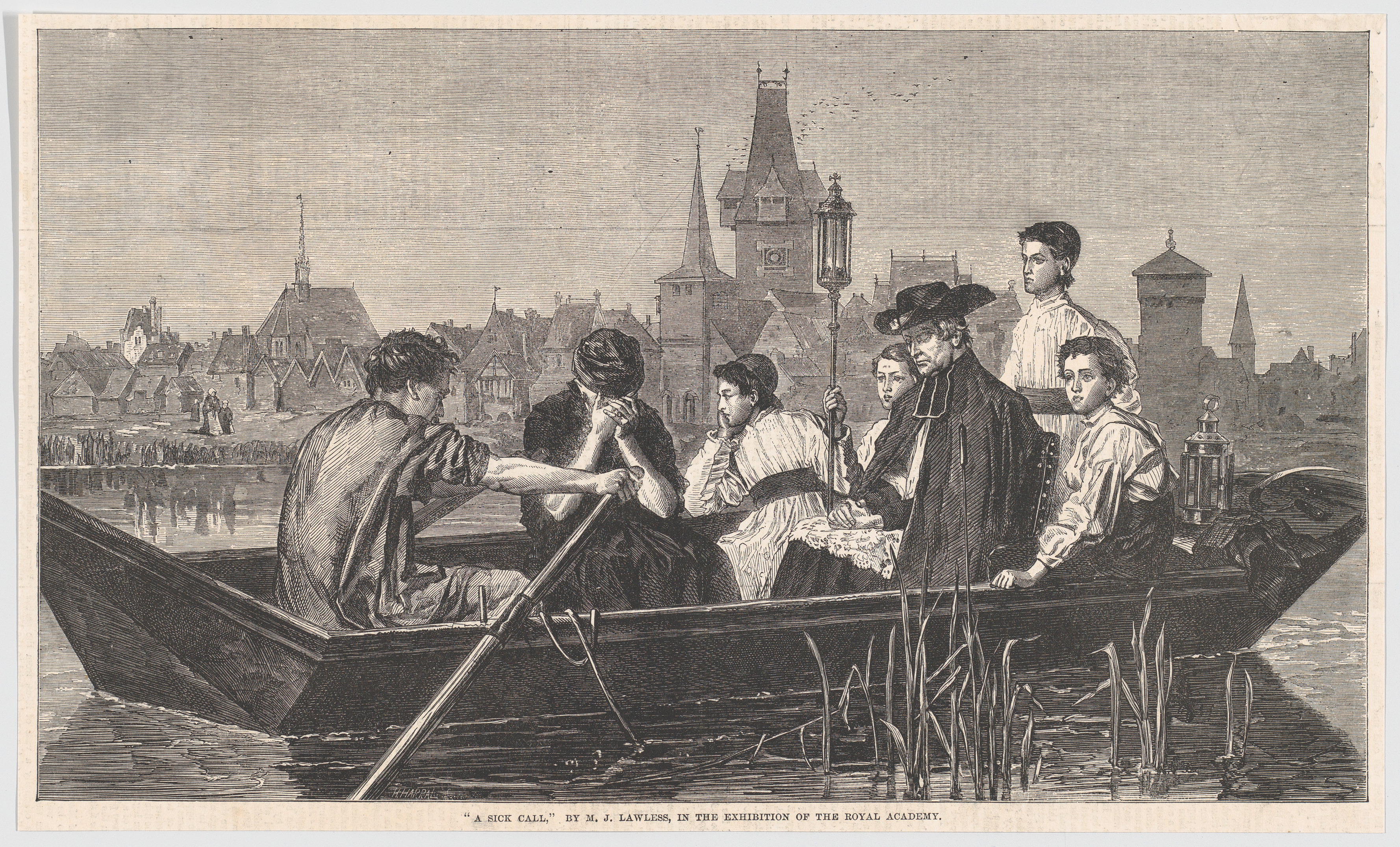 A Sick Call Historical Engraving