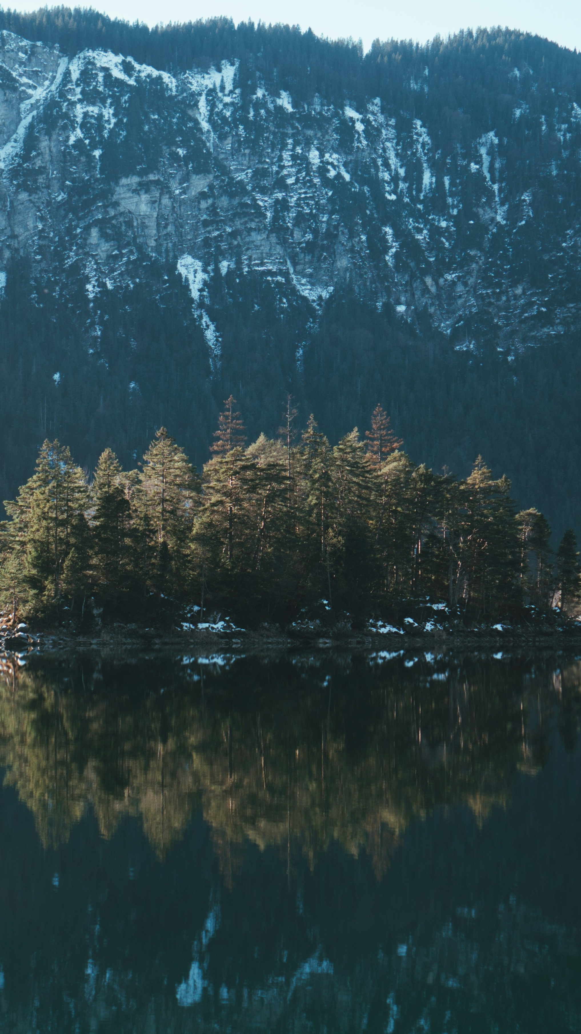 Snowy Mountain Lake Reflection