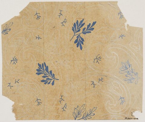 Blue Leaf Textile Pattern Sketch