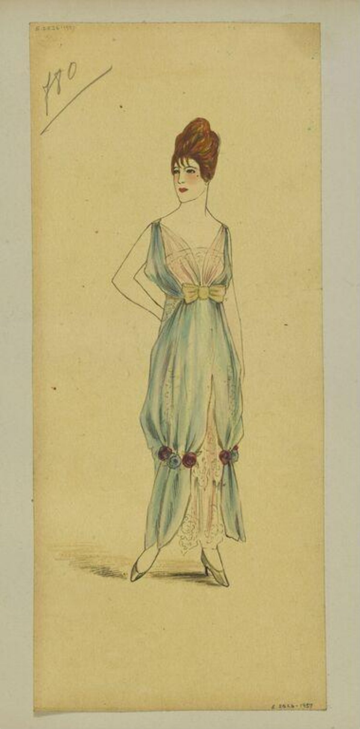 Vintage Evening Gown Fashion Sketch