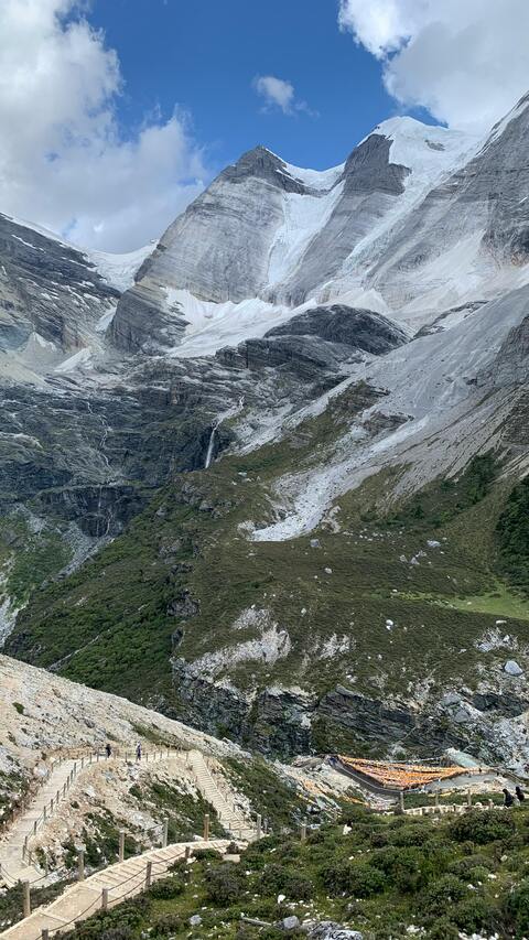 Snow-capped Mountain Hiking Scenery