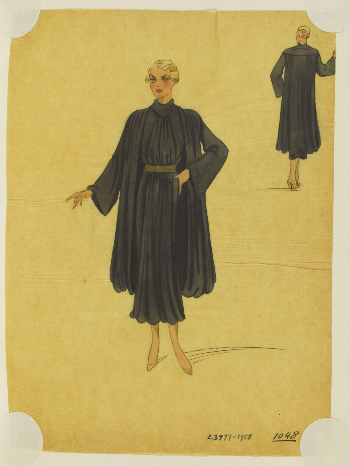 Vintage Black Dress Fashion Design Sketch