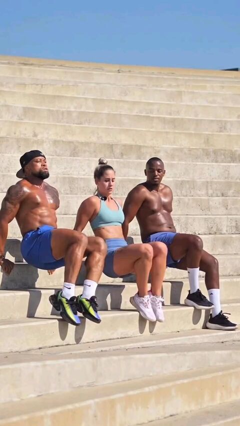 Three People Outdoor Workout on Stairs