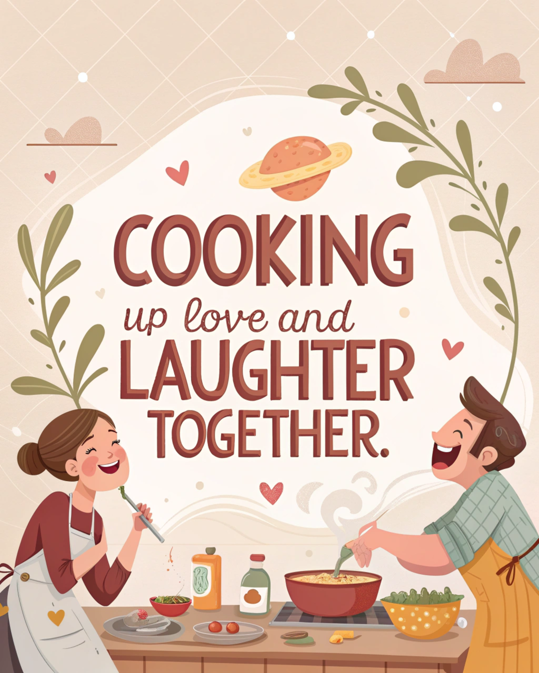 Couple Cooking Together With Love
