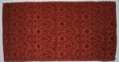 Red Antique Patterned Textile Fragment