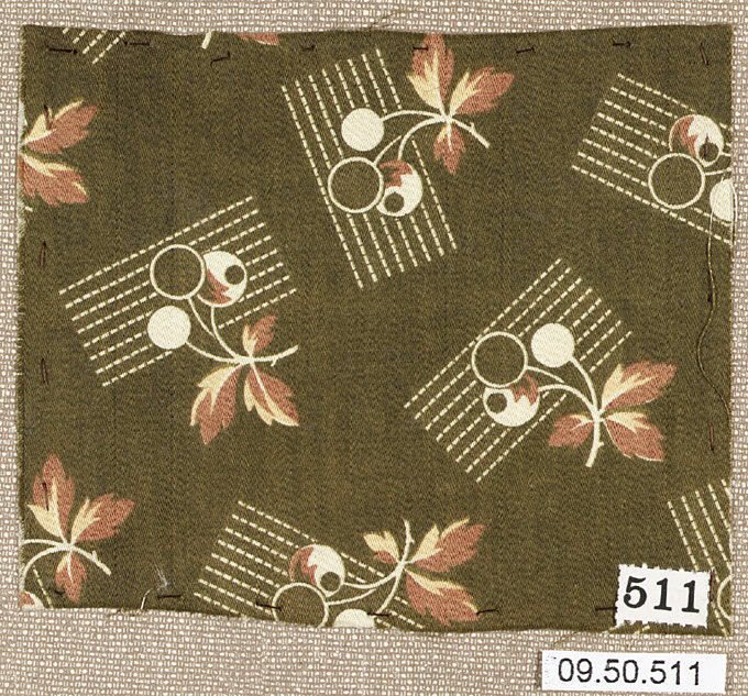 Vintage Berry Leaf Print Fabric Sample