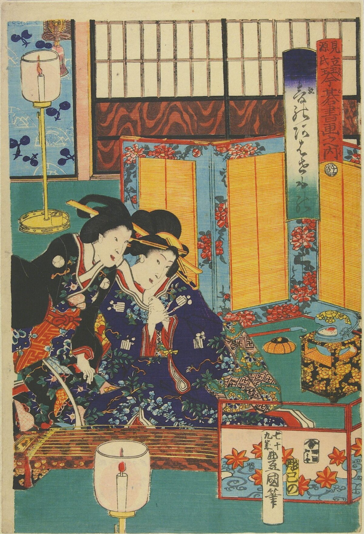 Japanese Ukiyo-e Two Women Indoor Scene