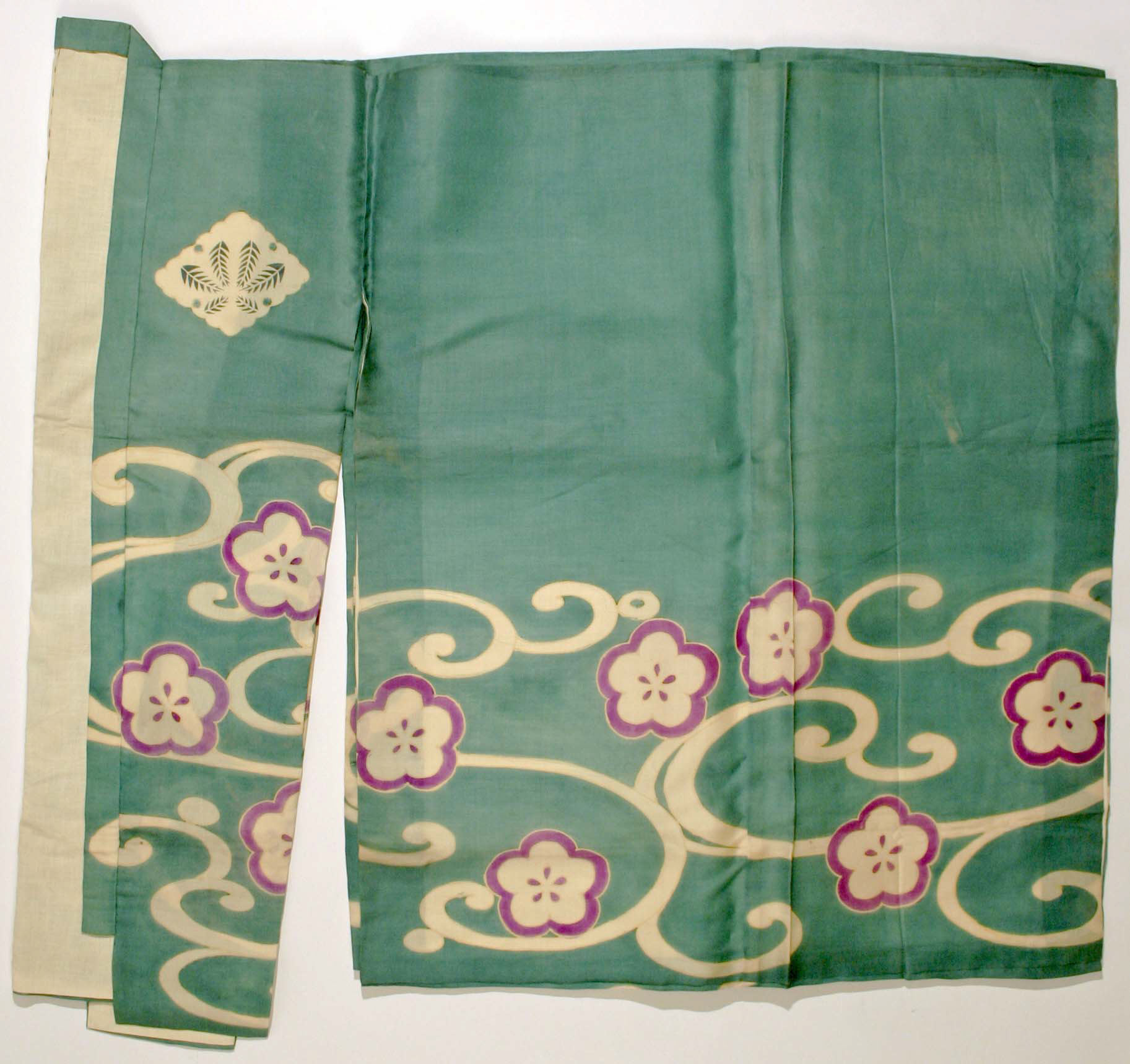 Green Floral Pattern Japanese Kimono