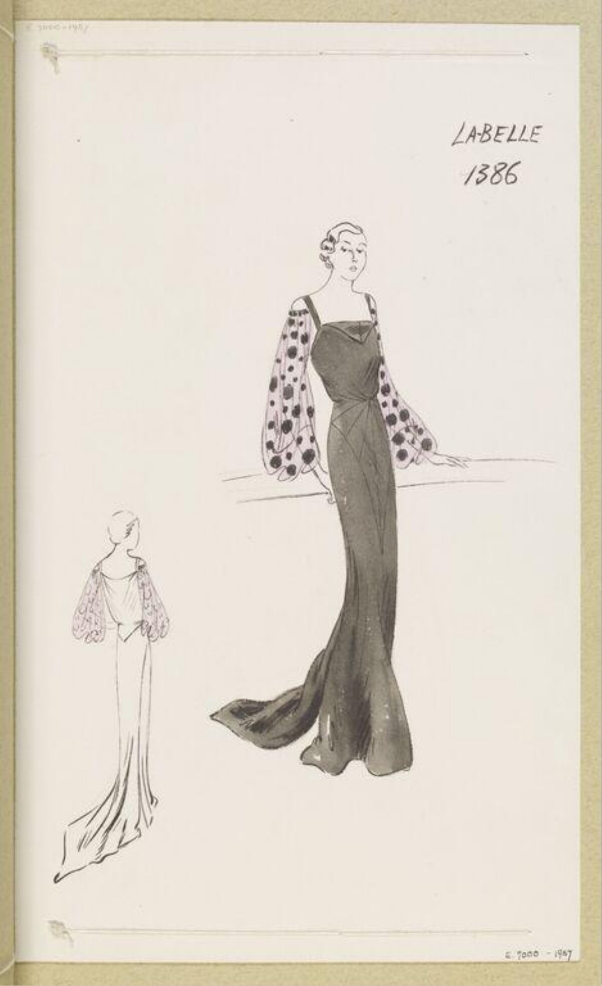 Vintage Evening Gown Fashion Sketch