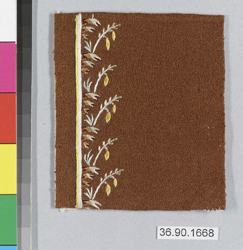 Embroidered Brown Textile Sample