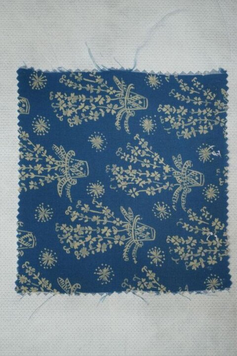 Blue Floral Patterned Fabric Swatch