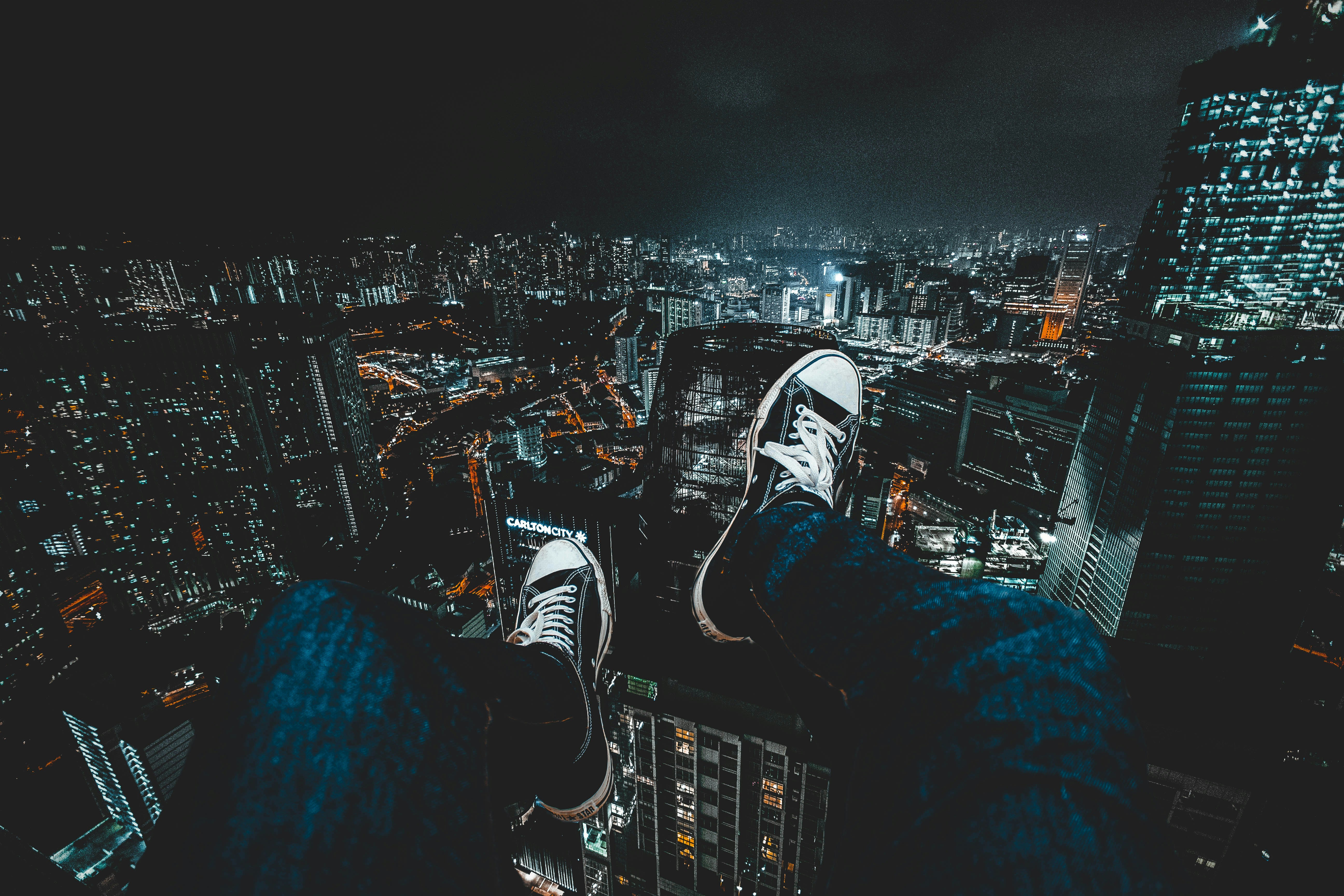 City Night View From Skyscraper