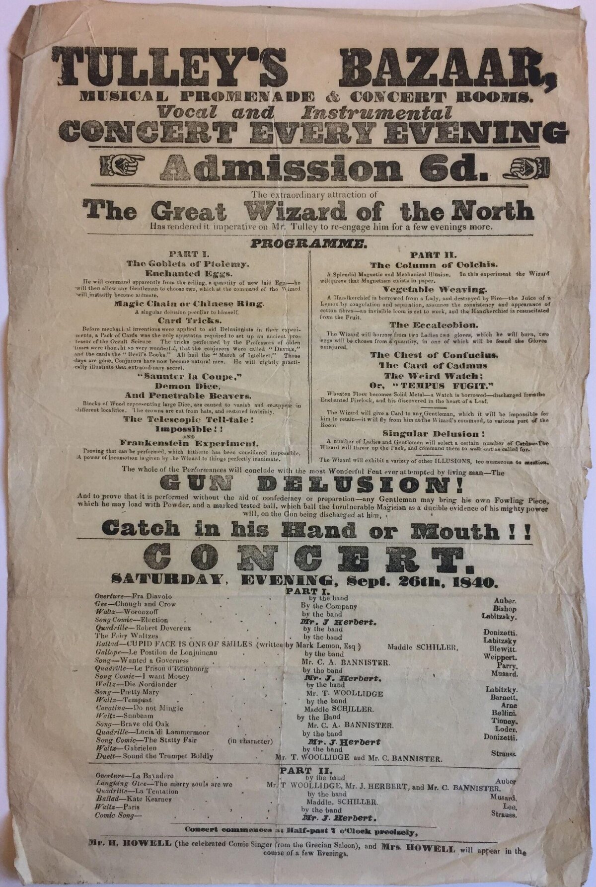 1840 Tulley's Bazaar Magic Concert Poster