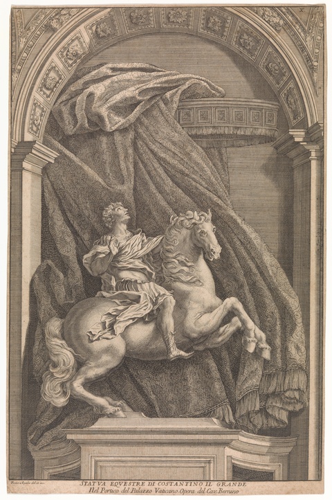 Engraving of Constantine the Great Equestrian Statue