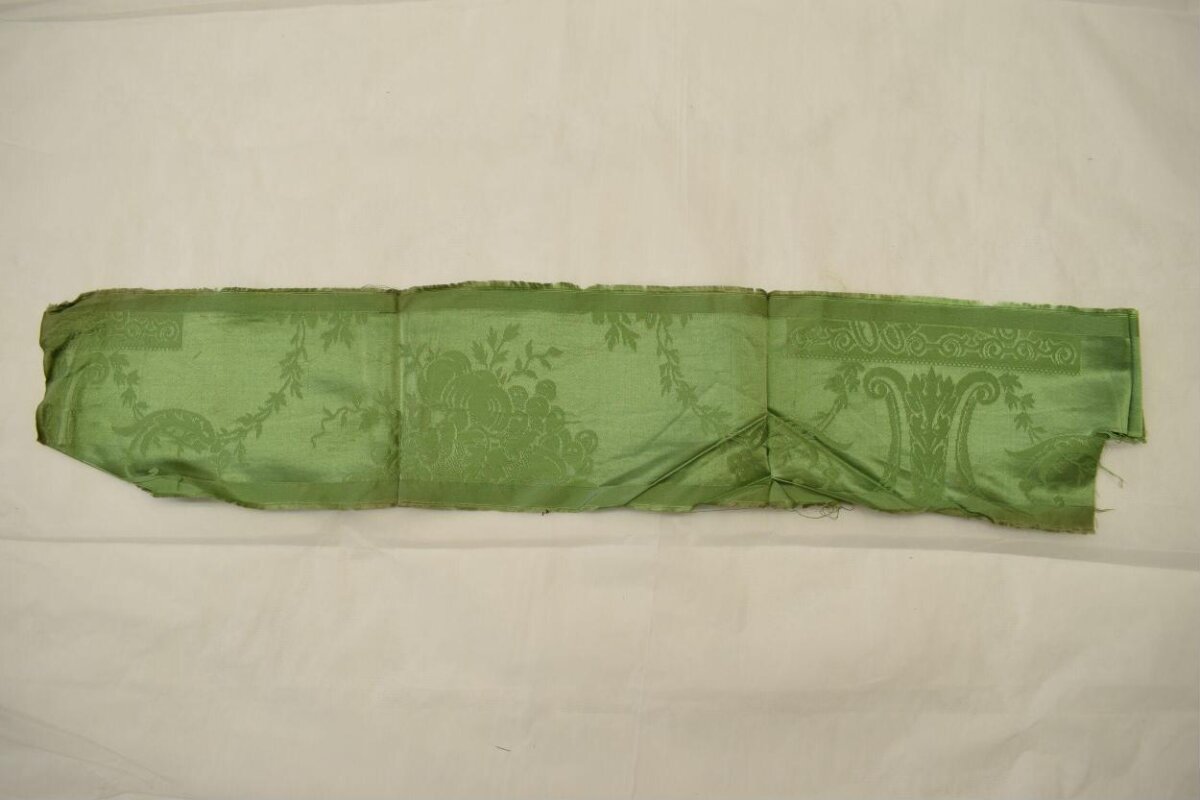Green Patterned Fabric Fragment