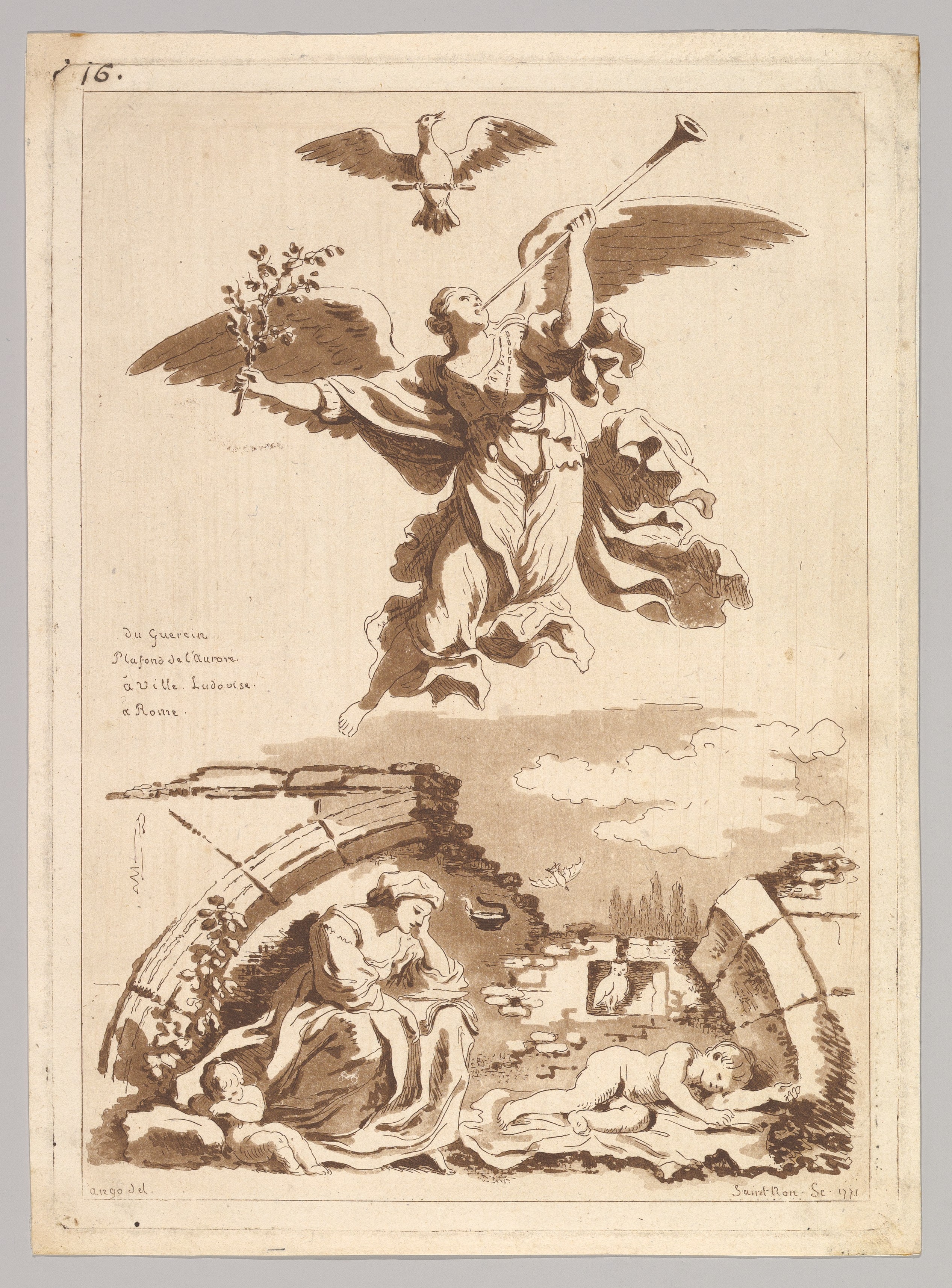 Classical Allegorical Ink Etching
