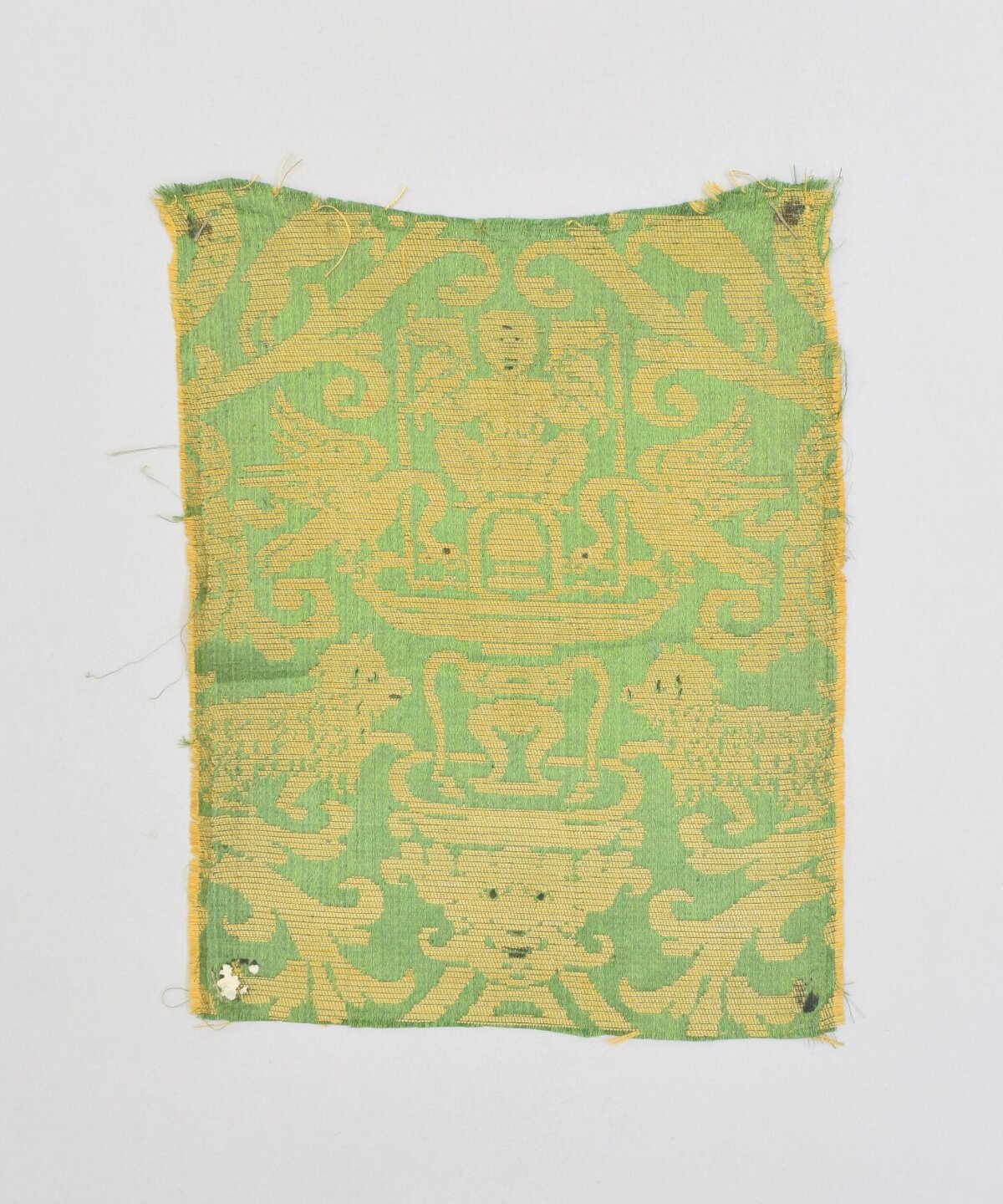 Green and Yellow Woven Textile Fragment